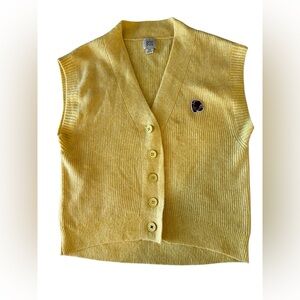 BDG Preppy Academia Knit Vest - Baby Yellow - Size Small